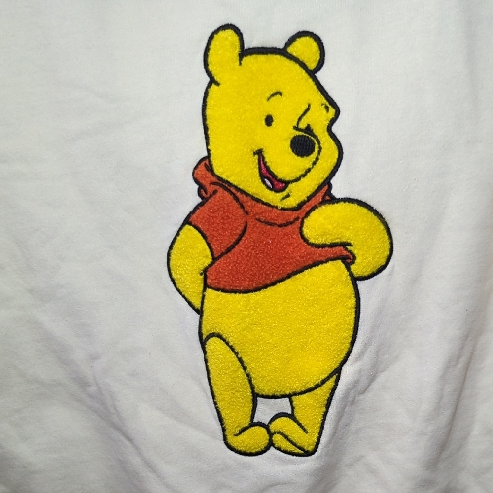 Disney Winnie the Pooh Sweatshirt Cream Embroidered Girls Size L 10/12 - Picture 3 of 5